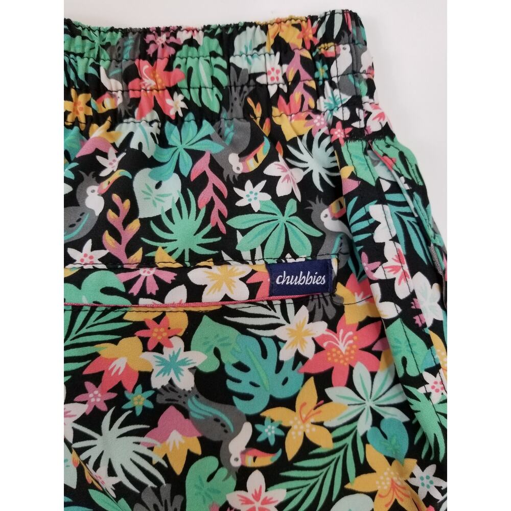 Chubbies The Bloomerangs Classic Swim Trunk Black Floral Toucan Men's Size Small - Picture 5 of 10